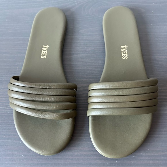 TKEES Size 7 Olive Green Serena Slide Sandals - Picture 5 of 9
